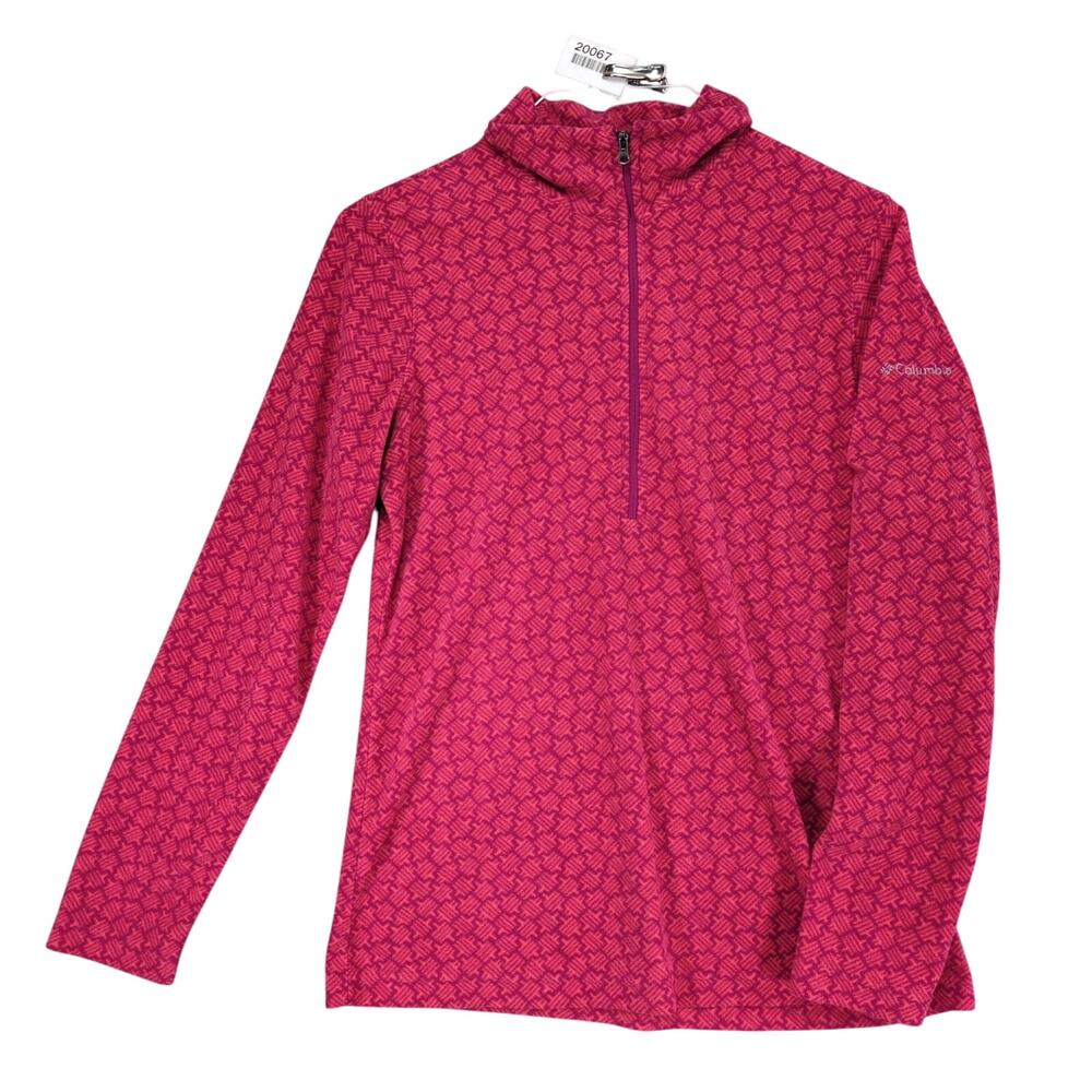 Columbia Women's M Fleece 1/4 Zip Jacket,‎ Pink Geometric Pattern, Lightweight